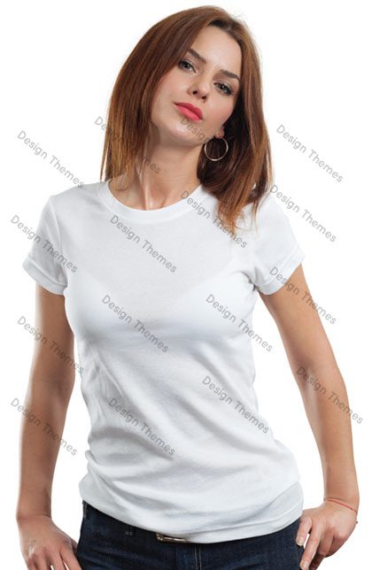 A woman wearing white shirt and red lips