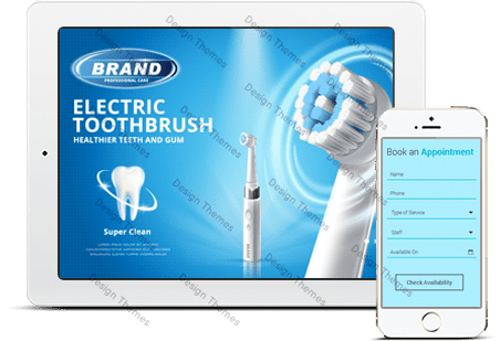A tablet and phone with an advertisement for electric toothbrush.