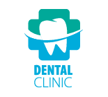A dental clinic logo with a tooth and cross.