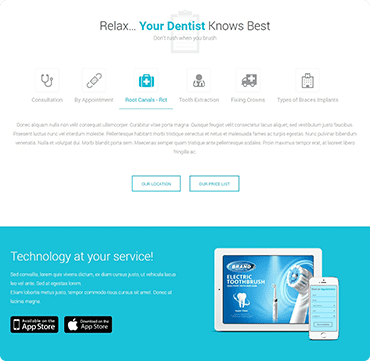 A website page for a dentist